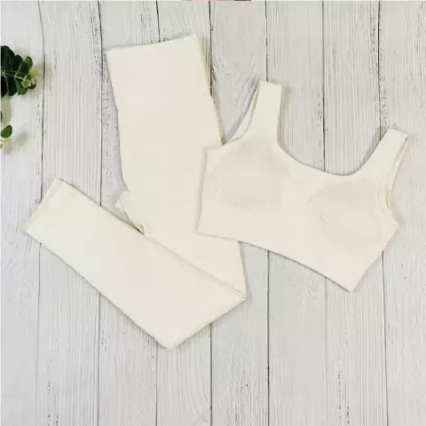 Conjunto De 2 Peças De Yoga Feminina Leggings De Sutiã Sem Costura Ginásio Feminino De Cintura Alta