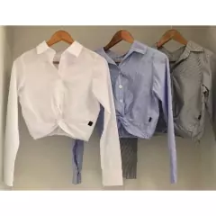 Cropped Camisa Social Feminina Cruzado