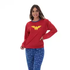 Pijama Feminino Longo Estampa Personagens Desenho Confortável Comprido Frio Malha Roupa de Dormir Quente Adulto Personagem Inverno 330 na internet