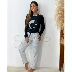 Pijama Feminino Manga Longa Inverno Adulto Minnie mickey snoopy