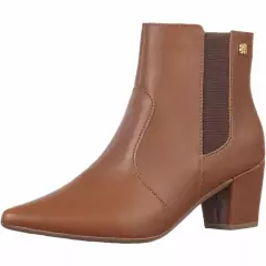 Bota Feminina GiGiL Bico Fino Cano Curto Saltinho Salto Baixo Médio Elástico Blogueira Moda Atual Confortável - comprar online