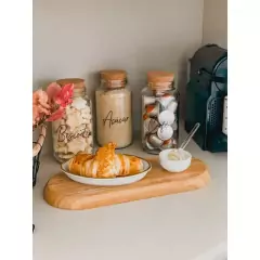 Kit Cantinho do Café - Café, Açúcar e Biscoitos | 3 potes de Vidro 810ml com Tampa Rolha + Adesivos - Lojão da Alemoa