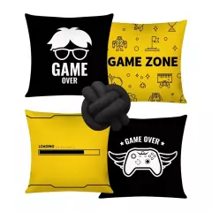Kit 04 Capas De Almofada Decorativa Mais Nozinho Kit Love Amarelo na internet
