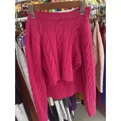 Conjunto Trança Tricot Grosso Feminina Saia + Blusa Cropped Manga Longa - comprar online