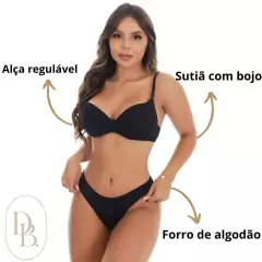 Imagem do KIT 2 Conjunto Feminino Calcinha e Sutia Liso Básico Confortável