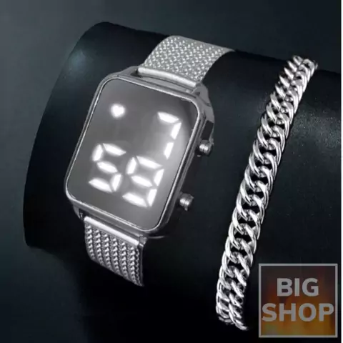 Relógio Preto Masculino *KETER* Digital + Pulseira Folheado Prata 925 digital com corrente dourada preto feminino masculino folheado