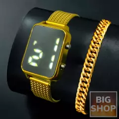 Relógio Preto Masculino *KETER* Digital + Pulseira Folheado Prata 925 digital com corrente dourada preto feminino masculino folheado na internet
