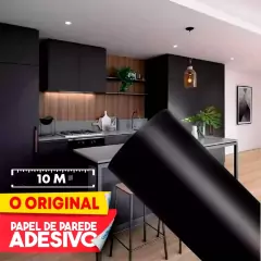 Papel Adesivo Contact Preto fosco com 10 Metros