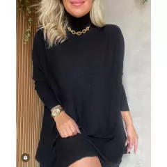 Vestido Feminino Manga Longa Gola Alta Inverno Poncho Maxi Blusa Lanzinha na internet