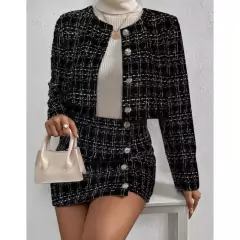 conjunto paty patricia com duas peças saia e Blazer Tweed