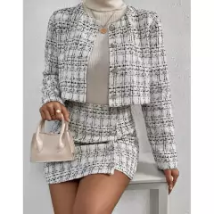 conjunto paty patricia com duas peças saia e Blazer Tweed - Lojão da Alemoa