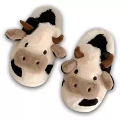Pantufa Chinelo De Frio Adulto Vaca Vaquinha Peluda - Lojão da Alemoa