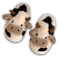 Pantufa Chinelo De Frio Adulto Vaca Vaquinha Peluda