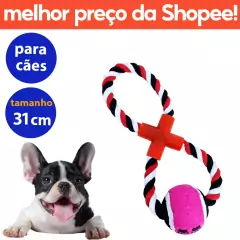 Brinquedo para Cachorro Puxador para Cães Corda com Bola Tênis Savana Pet