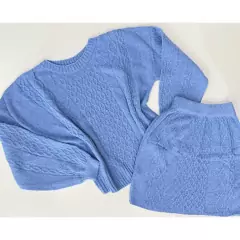 Conjunto Feminino De Tricot Mousse Trançado Manga comprida Blusa e saia na internet