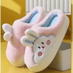 Pantufa de coelho com orelha adolescente e infantil, macio com solado antiderrapante