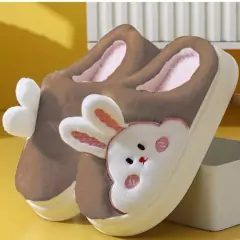 Imagem do Pantufa de coelho com orelha adolescente e infantil, macio com solado antiderrapante