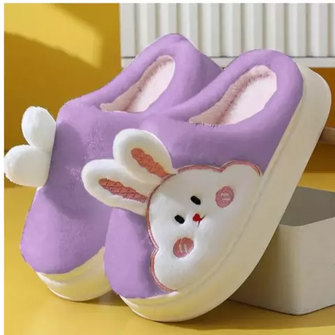 Pantufa de coelho com orelha adolescente e infantil, macio com solado antiderrapante