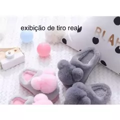 Pantufa Urso PomPom Pelúcia infantil Para Inverno Quente Antiderrapante - Confortável