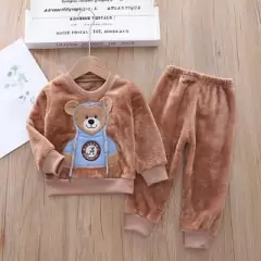 Conjunto De Pijama De Flanela Unisexo Para Crianças De Outono - comprar online