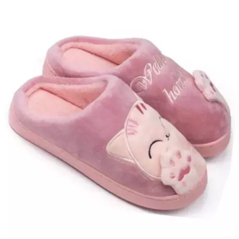 Sapato / Chinelo Feminino Gato Da Sorte De Inverno Antiderrapante FlexíVel Quente De Inverno/PU22-13