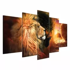 Quadro Decorativo Leão E Cristo Novo Modelo Mosaico Leão De Judá
