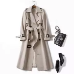 Jaqueta Primavera Outono Manga Comprida double breasted Elegante trench coat ladies casual - Lojão da Alemoa