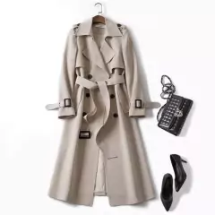 Jaqueta Primavera Outono Manga Comprida double breasted Elegante trench coat ladies casual na internet