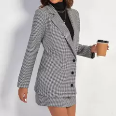 Conjunto Blazer E Saia Feminino Alongado Jaqueta - Xadrez na internet