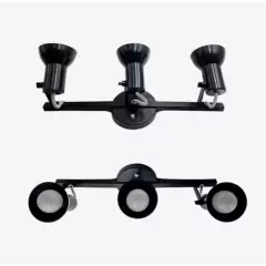 Trilho Spot Sino Preto 50 cm com 3 Spots Direcionáveis Para Lâmpadas Led Bulbo Plástico