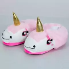 Pantufas quentinhas unicórnio rosa na internet