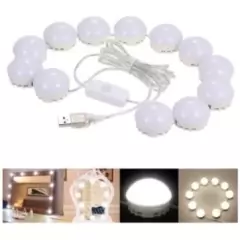 Luz Arandela Camarim 10 Lâmpadas Espelho Maquiagem Camarim Led Studio Led Auto Colante Oferta