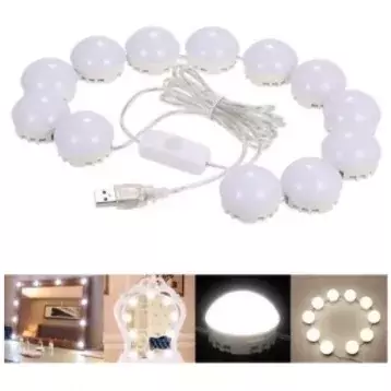 Luz Arandela Camarim 10 Lâmpadas Espelho Maquiagem Camarim Led Studio Led Auto Colante Oferta