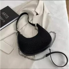 Bolsa de festa com strass alça para ombro e alça transversal 3359