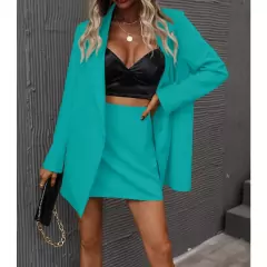 Conjunto Blazer E Saia Feminino Alongado Acinturado Jaqueta