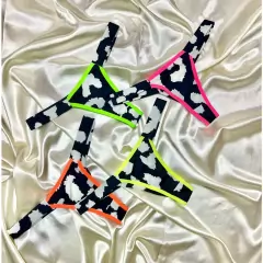 Calcinha Vaquinha Fio Duplo Conforto Estampada Sexy Sensual Biquíni Lingerie Feminina