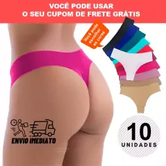 Imagem do Kit 10 Calcinhas Fio Dental Sem Costura Com Corte A Laser e Não Marca