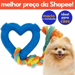 Brinquedo para Cachorro Coração e Osso de Plástico com Corda Savana Pet