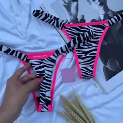 Imagem do Calcinha Vaquinha Fio Duplo Conforto Estampada Sexy Sensual Biquíni Lingerie Feminina