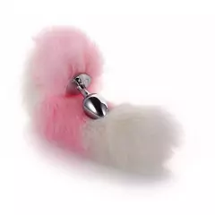 Plug Anal Cauda Kit Fantasia BDSM Raposa Tiara Rosa Branco - Lojão da Alemoa