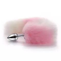Plug Anal Cauda Kit Fantasia BDSM Raposa Tiara Rosa Branco na internet
