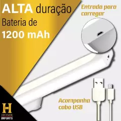 Luminária De Led Sobrepor Bastão Recarregável Sem Fio Com Suporte Magnético E Touch
