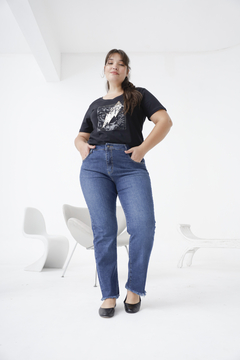 Remera Negra manga corta estampada Rayo - Bianqueta.style