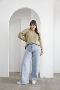 Jean wide leg Demi rígido Celeste