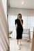 VESTIDO BASICO COM MANGA CANELADO PRETO na internet