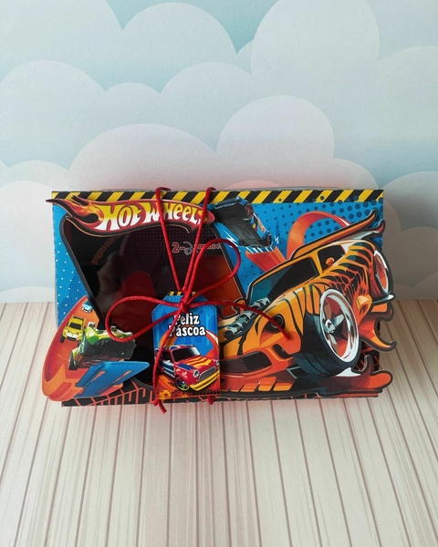 Caixinha Mini Confeiteiro Personalizada Páscoa, Tema Hotwheels