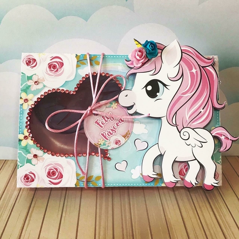 Caixinha Mini Confeiteiro Personalizada Páscoa, Tema Unicórnio