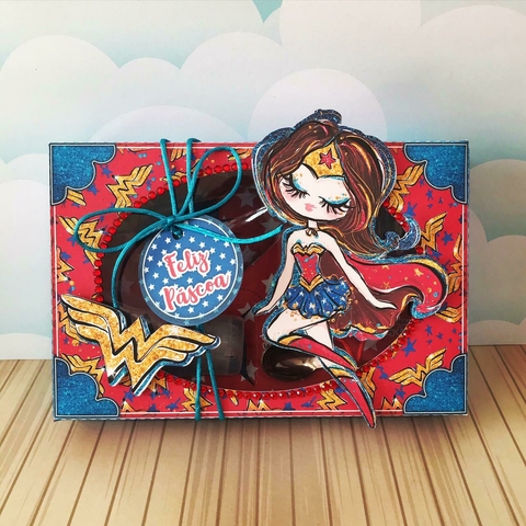 Caixinha Mini Confeiteiro Personalizada Páscoa, Mulher Maravilha