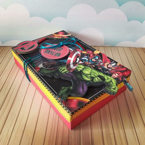 Caixinha Mini Confeiteiro Personalizada Páscoa, Tema Vingadores