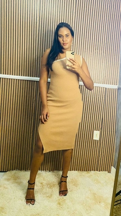 Vestido Midi Tricot Modal Premium Manga Nula - AVELÃ na internet